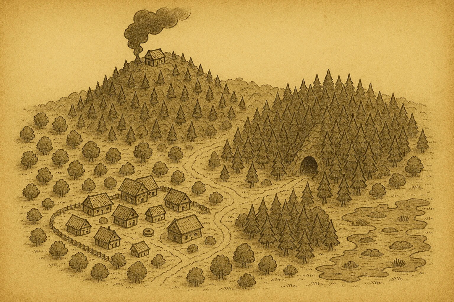 Carte d'Amgar au nord de Tharden, sans annotations