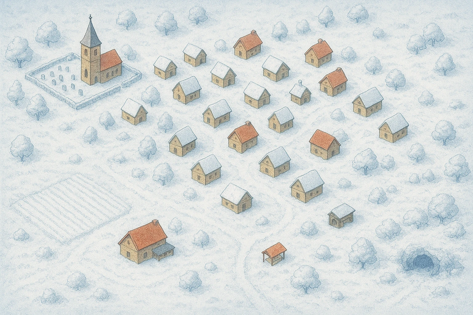 Carte de Granchène au nord-ouest de Tharden, sans annotations